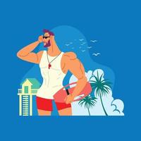 Cool Lifeguard with His Sunglass vector