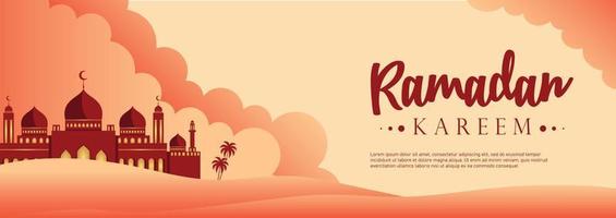 Ramadan Kareem banner template mosque vector illustration 01