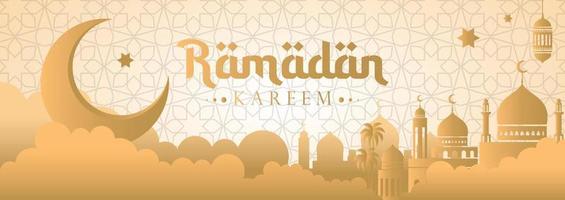 Ramadan banner feed template mosque vector illustration