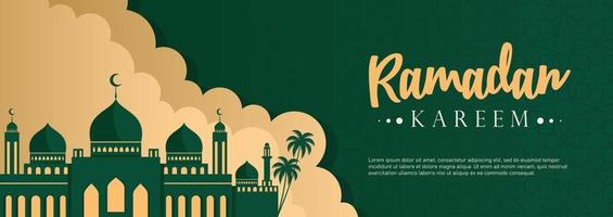 Ramadan banner feed template mosque vector illustration