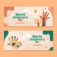 happy international children's day. hand illustration with balloons  and paper airplane. vector