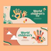 feliz día internacional del niño. ilustración de mano con globos y avión de papel. vector