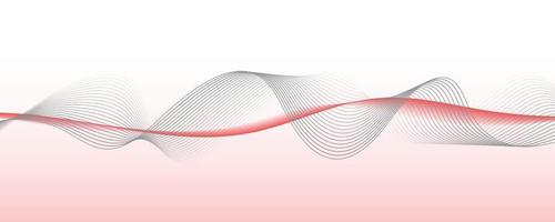 Abstract wavy line banner on white and red gradient background vector