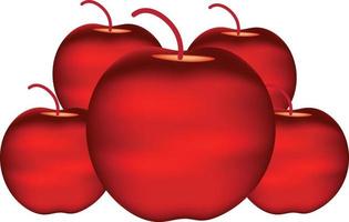 ilustración manzana roja brillante para niños con una hoja con una textura aislada vector