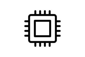 Processor Icon Hardware Line Style Free vector