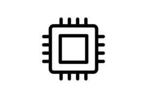 Processor Icon Hardware Line Style Free vector