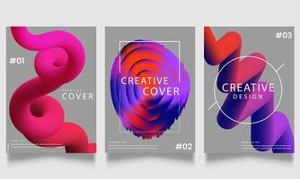 Set of vector abstract trendy, futuristic gradient illustrations, backgrounds for the cover of magazines about dreams, future, design , fancy, crazy Electronic music poster. Modern club party flyer