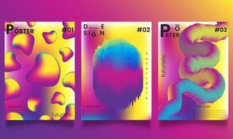 Set of vector abstract trendy, futuristic gradient illustrations, backgrounds for the cover of magazines about dreams, future, design , music poster.