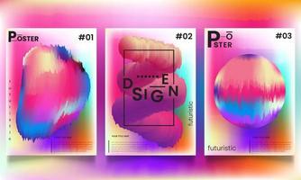 Set of vector abstract trendy, futuristic gradient illustrations, backgrounds for the cover of magazines about dreams, future, design , music poster.