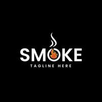 Smoke fire logo design inspiration,watermark logo on black background vector