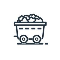 Mine cart icon isolated on a white background. Coal, gold mine cart symbol design for web and mobile apps. Line vector sign.