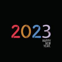 2023 New Year numbers with gradient color. 2023 Happy New Year logo text design. Vector number design template. Greeting card template. Christmas symbols for your design. Illustration with labels.