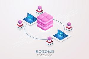 tecnología blockchain a través del sistema informático vector