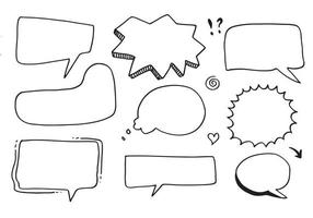 Hand drawn set of speech bubbles isolated on white background. vector