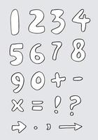 Numbers set in hand drawn style.Number doodles illustration. vector