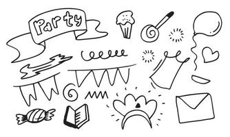 Set of Party illustration Hand drawn doodle for party design element vector