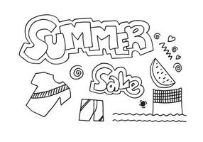 colección de venta de verano en estilo doodle, para pancartas y más. vector