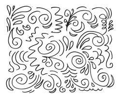 Hand drawn vector sketchy Doodle cartoon set of curls and swirls decorative elements for concept design