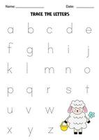 Learning alphabet. Tracing letters. Cute Easter sheep. vector