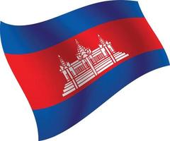 bandera de camboya ondeando ilustración vectorial aislada vector