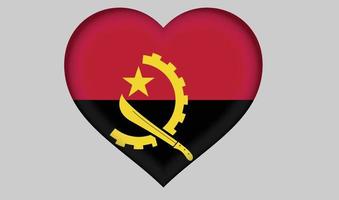 corazón de la bandera de angola vector
