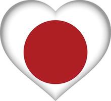 Japan flag heart vector