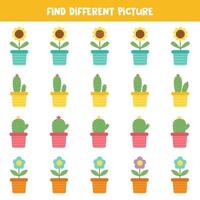 Find picture which is different from others. Worksheet for kids. vector