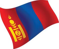 bandera de mongolia ondeando ilustración vectorial aislada vector