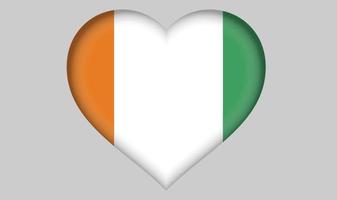 Cote d'Ivoire flag heart vector