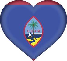 corazón de la bandera de guam vector