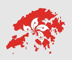 mapa y bandera de hong kong vector