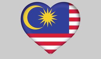 Malaysia flag heart vector