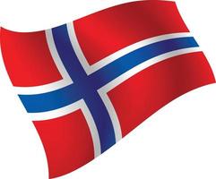 Bandera de noruega ondeando ilustración vectorial aislado vector