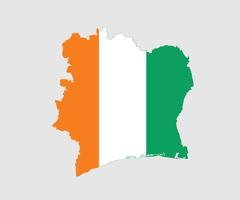 Map and flag of Coted Ivoire vector