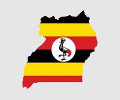 mapa y bandera de uganda vector