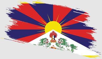 tibet flag with grunge texture vector