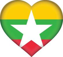 Myanmar flag heart vector