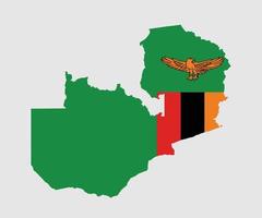 mapa y bandera de zambia vector