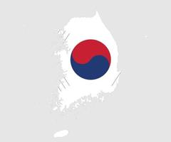mapa y bandera de corea del sur vector
