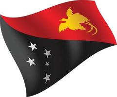 Papua New Guinea flag waving isolated vector illustration
