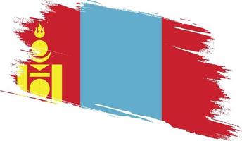 bandera de mongolia con textura grunge vector