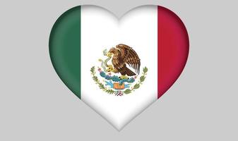 Mexico flag heart vector