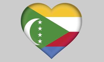 Comoros flag heart vector