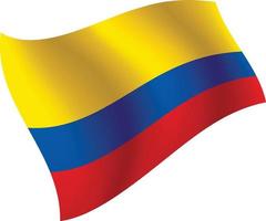 Colombia flag waving isolated vector illustration