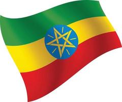 Ethiopia flag waving isolated vector illustration