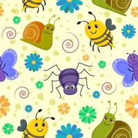 Seamless Pattern Spring Insect vector