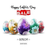 Vector illustration of Easter sale banner with ornamental easter eggs