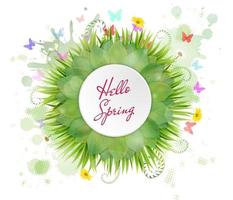 Circle frame with text hello spring and flowers vector