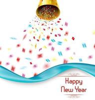 Happy New year. Exploding party bell with confetti vector
