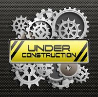 Under construction with gears and pinions vector